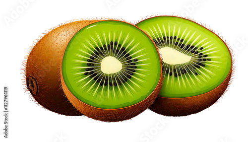 Fresh Kiwi Fruit Isolated on White Background