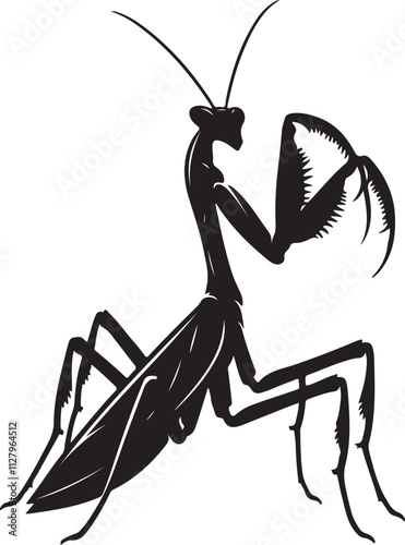 Mantis silhouette vector illustration, Mantis isolated vector art