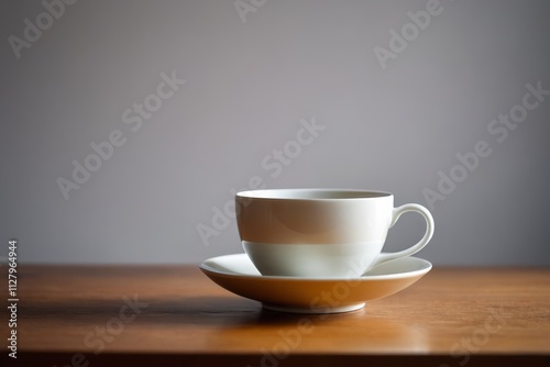 Wallpaper Mural there is a white cup and saucer on a wooden table Torontodigital.ca