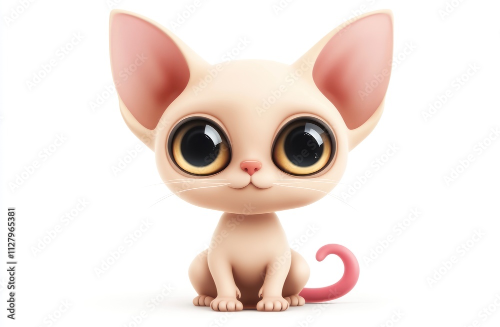 Adorable cartoon Sphynx kitten sitting. Adorable cartoon Sphynx kitten sitting.