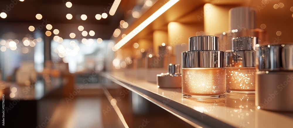 Luxury Cosmetics Display: Golden Hour Sparkle Luxury Cosmetics Display: Golden Hour Sparkle