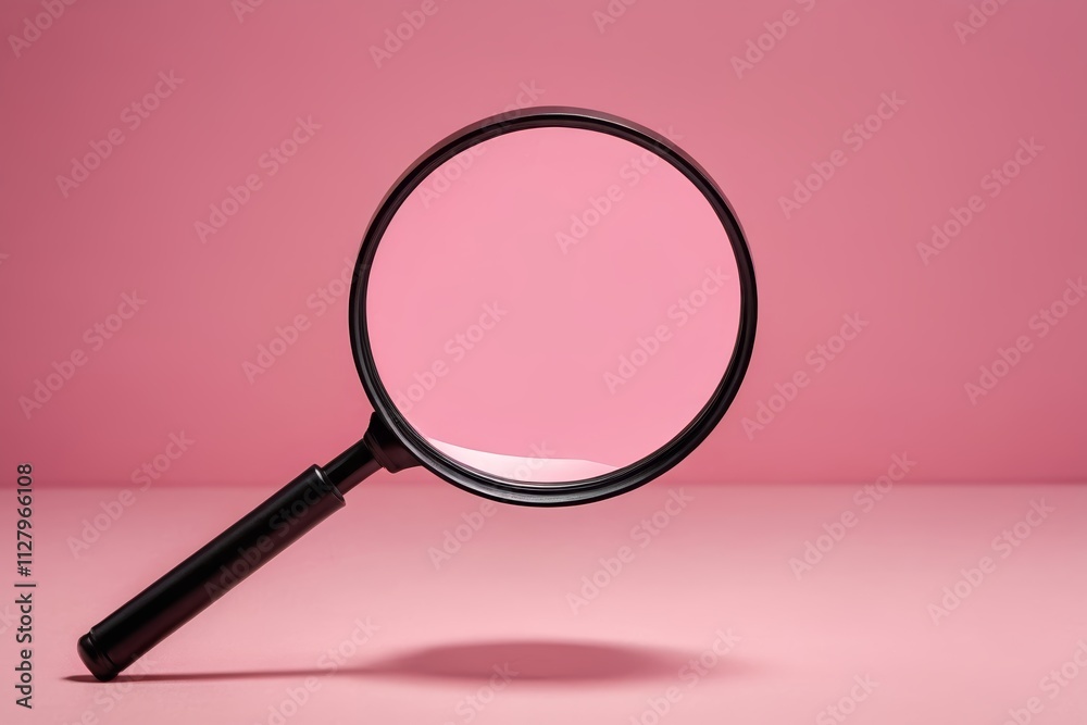 a close up of a magnifying glass on a pink surface a close up of a magnifying glass on a pink surface