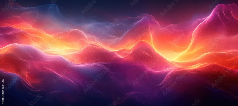 Obraz premium Abstract Neon Gradient Background Glowing Light Texture in Purple Orange Black with Smooth Flowing Composition