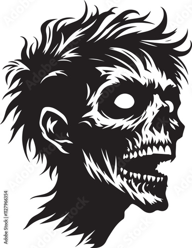 Zombie Head silhouette vector art, Zombie Head vector illustration design photo