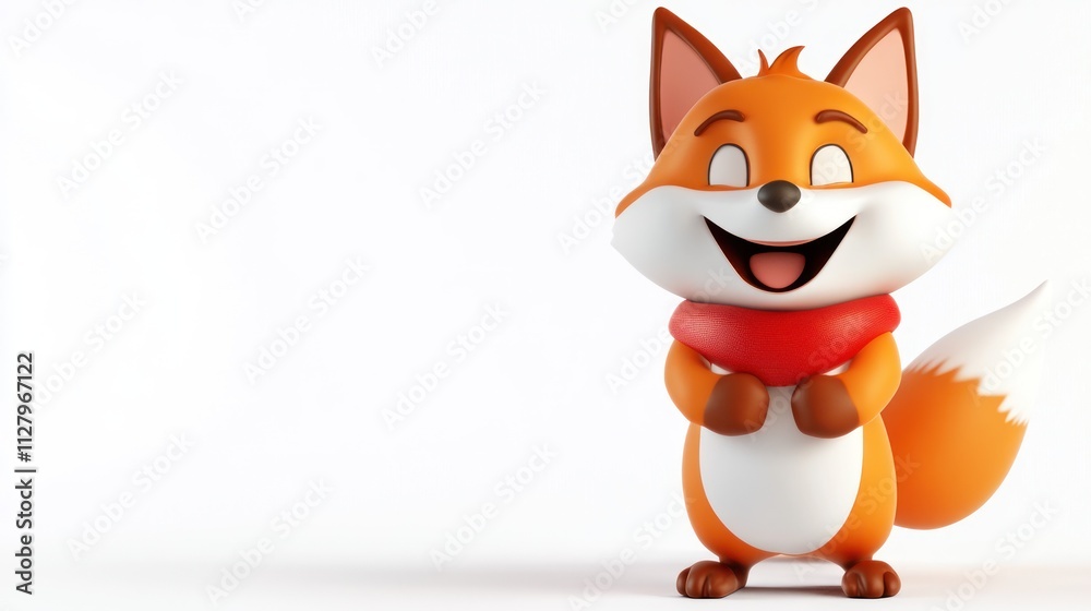 Happy cartoon fox wearing red scarf. (1) Happy cartoon fox wearing red scarf. (1)