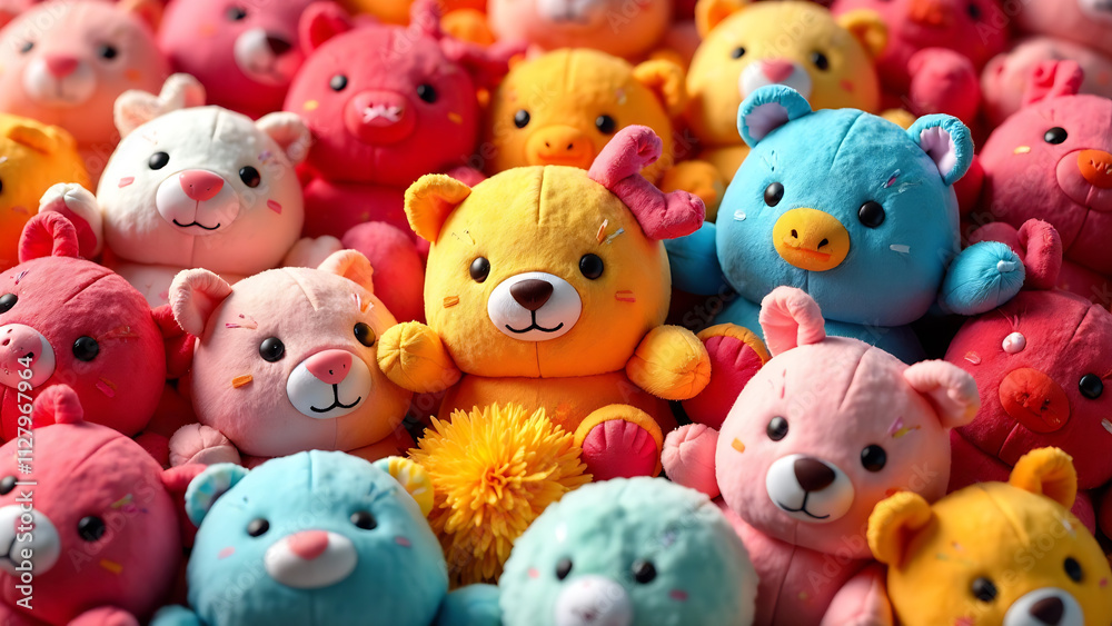 Fototapeta premium Plush toys seamless pattern