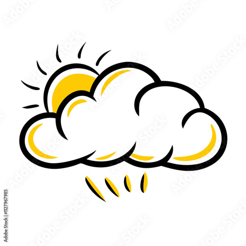 Friendly cloud in cartoon style peacefully floating on a white background, symbolizing a calm and clear day.Vector icon for design sites, blogs and social networks