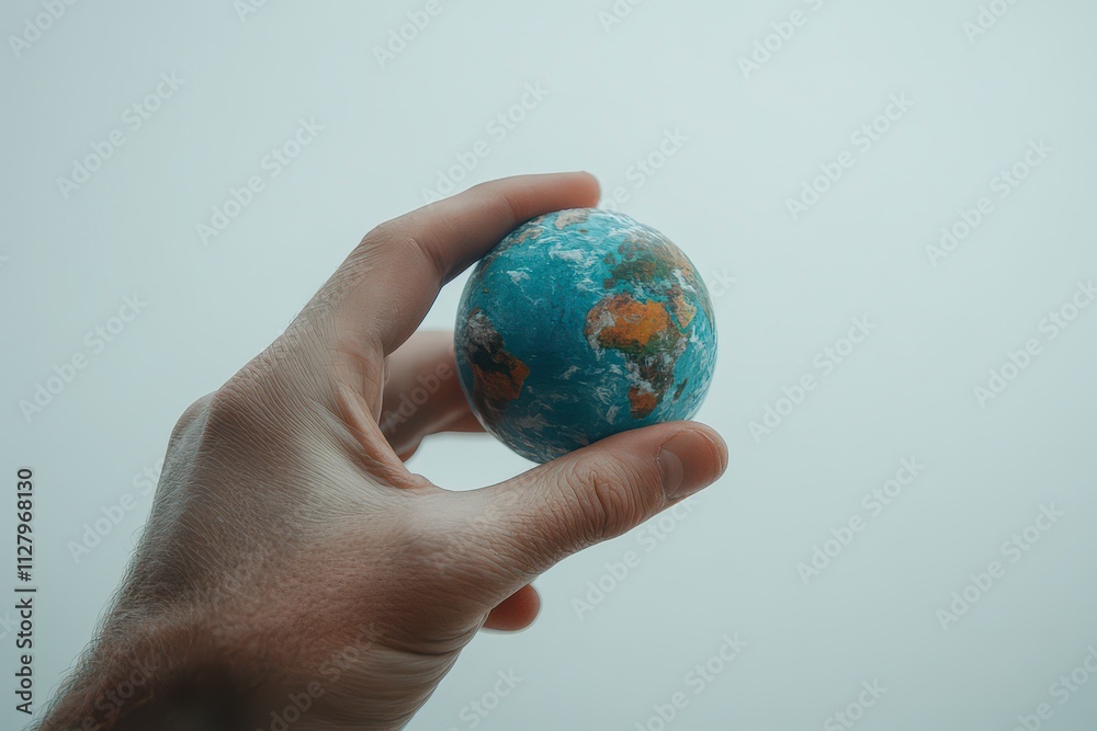 A hand holding a small globe, symbolizing global awareness and environmental consciousness. A hand holding a small globe, symbolizing global awareness and environmental consciousness.