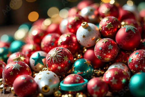 Colorful festive scene with a pile of wrapped and unwrapped toys for the Toy Drive photo