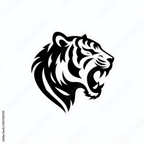 Wallpaper Mural tiger head silhouette, tiger head vector logo, tiger head illustration vector black and White Torontodigital.ca