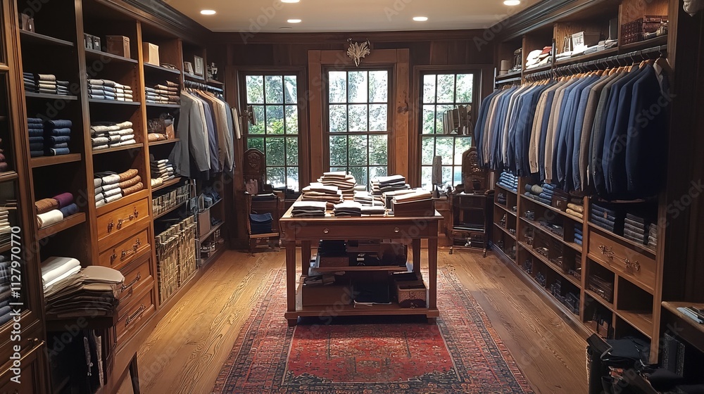 Fototapeta premium Custom tailor shop offering bespoke suits and personalized fittings 