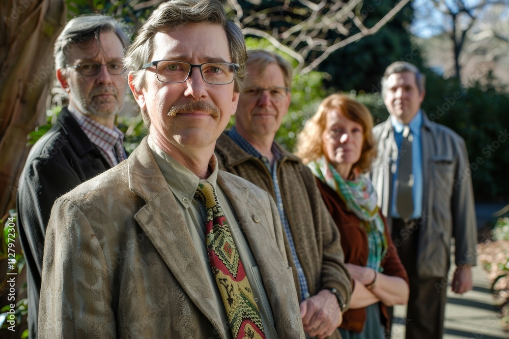 Group of senior people standing together in a row and looking at camera Group of senior people standing together in a row and looking at camera