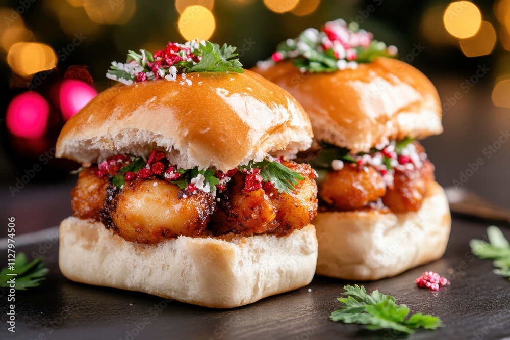 Elegant Spicy Potato Fritter Vada Pav Sandwich on a Black Plate Elegant Spicy Potato Fritter Vada Pav Sandwich on a Black Plate