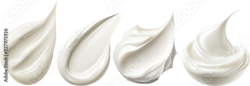 White beauty cream smear smudge isolated on white background. Cosmetic skincare product texture. 