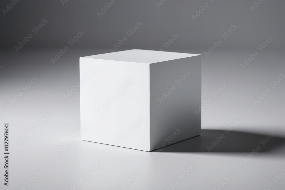 a close up of a white box on a table with a shadow