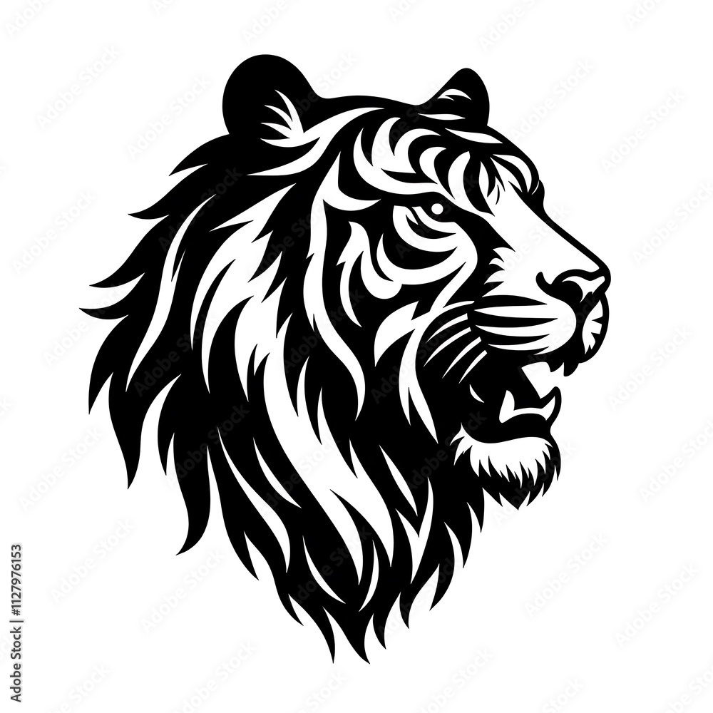 tiger head silhouette, tiger head vector logo, tiger head illustration vector black and White tiger head silhouette, tiger head vector logo, tiger head illustration vector black and White