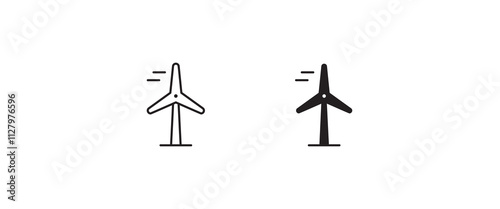 Wind icon, Windmill alternative wind turbine and renewable energy icon environment button, vector, sign, symbol, logo, illustration, editable stroke, flat design style isolated on white