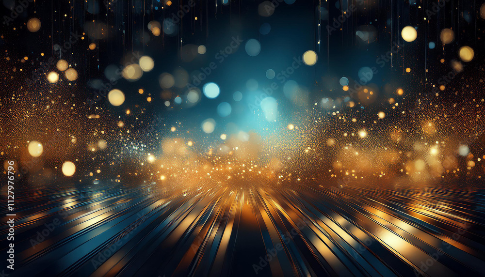 Blue and gold Glittering Lights Background luxury premium abstract glitter shiny texture.Generative AI Blue and gold Glittering Lights Background luxury premium abstract glitter shiny texture.Generative AI