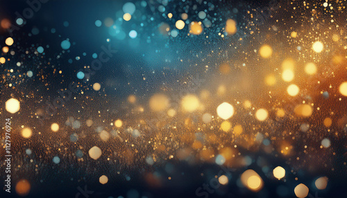 Blue and gold Glittering Lights Background luxury premium abstract glitter shiny texture.Generative AI