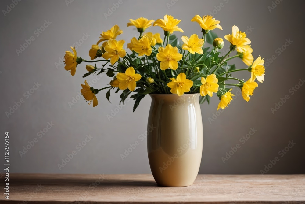 there is a vase with yellow flowers in it on a table there is a vase with yellow flowers in it on a table