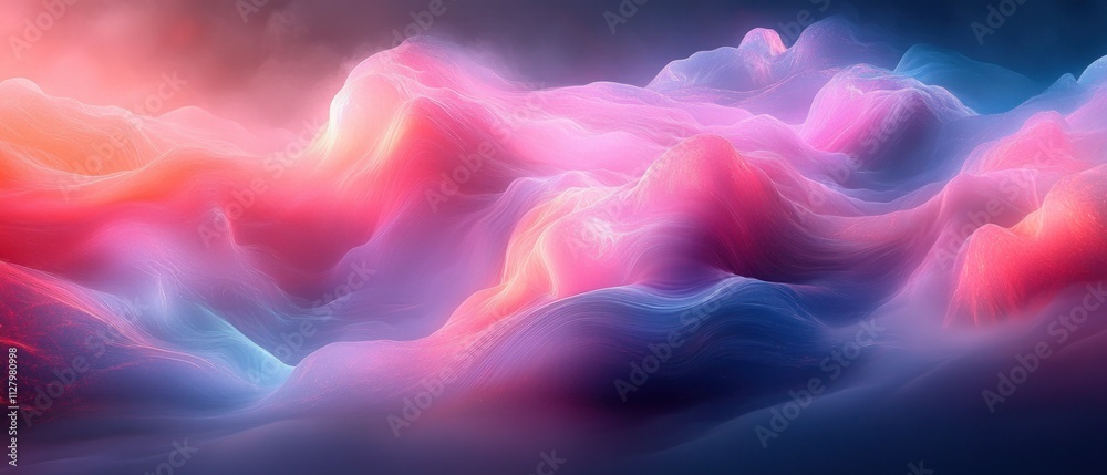 Fluid Abstract Landscape with Vibrant Pink and Turquoise Colors Fluid Abstract Landscape with Vibrant Pink and Turquoise Colors