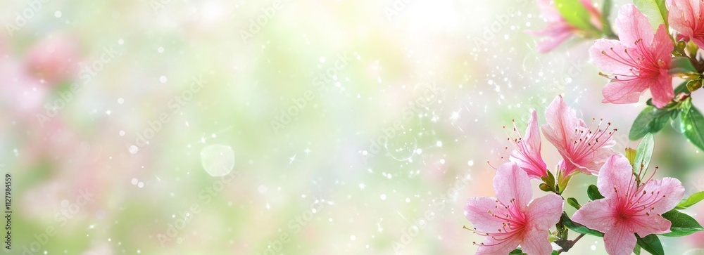 Delicate pink azaleas blossoms on a bright, bokeh background. Delicate pink azaleas blossoms on a bright, bokeh background.