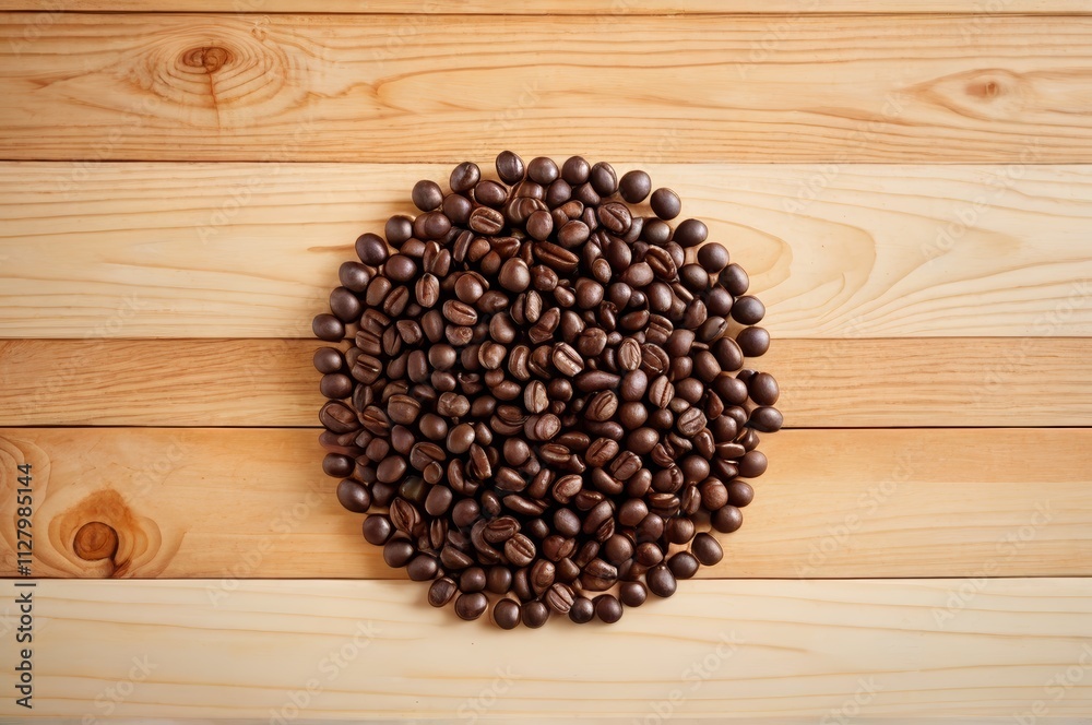 arafed coffee beans are arranged in a circle on a wooden surface arafed coffee beans are arranged in a circle on a wooden surface