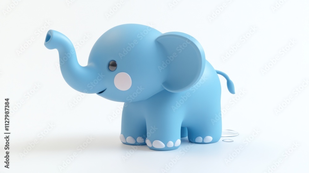 Adorable cartoon baby elephant, light blue, 3D render. Adorable cartoon baby elephant, light blue, 3D render.