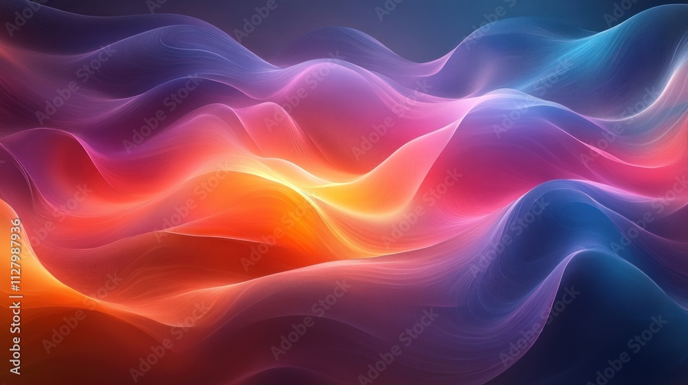 Fototapeta premium Abstract Colorful Flowing Waves Design for Print and Backgrounds in Bold Teal Pink and Orange