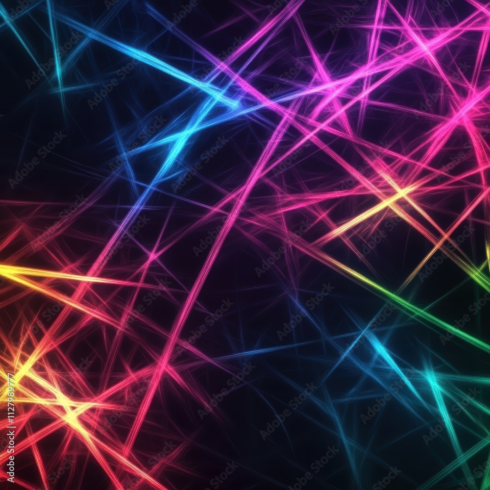 Vibrant Abstract Light Rays in Neon Colors on Dark Background Vibrant Abstract Light Rays in Neon Colors on Dark Background