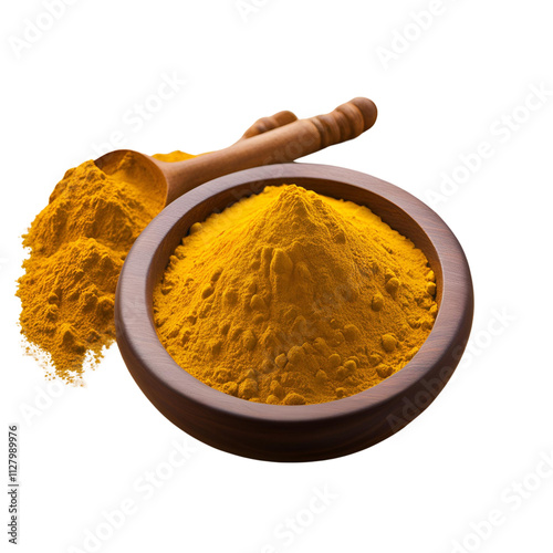 In a boll bright yellow turmeric powder photo