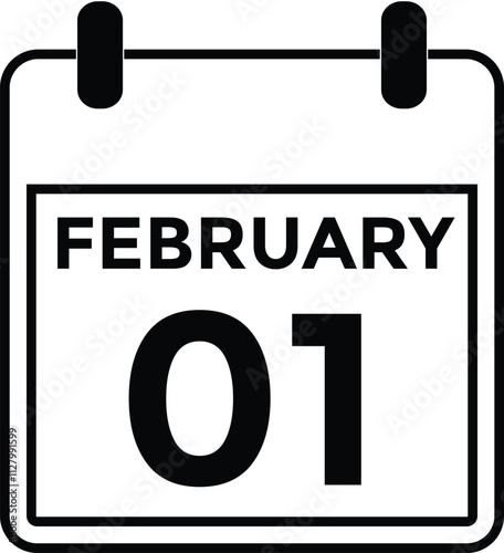 February 1 on calendar icon vector. Calendar vector icon. Deadline. Date. 
