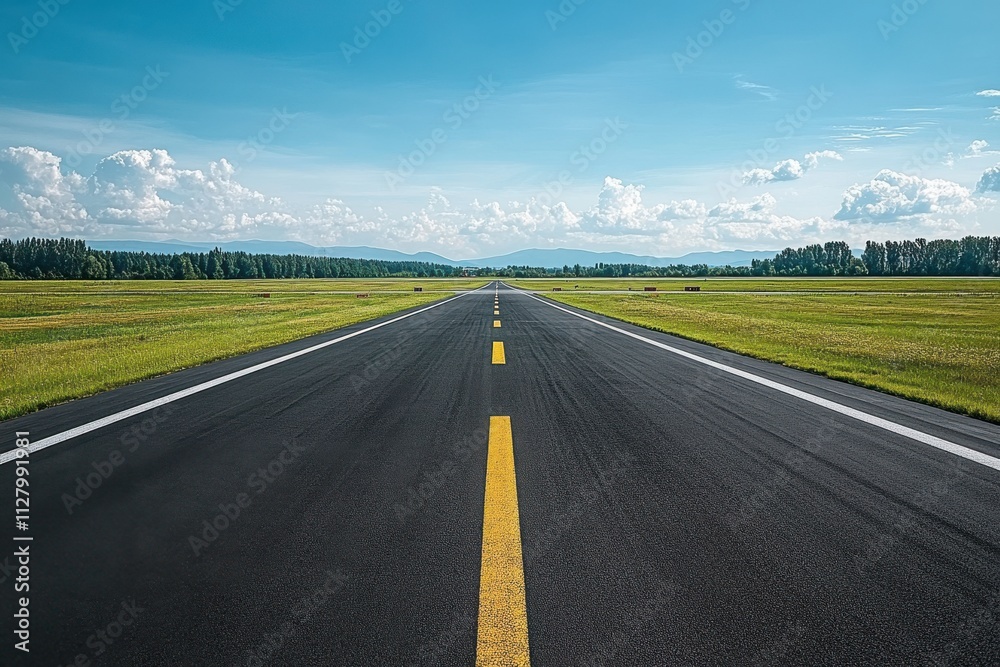 Fototapeta premium Wing Flaps Deployed During Taxi on Runway in Daylight