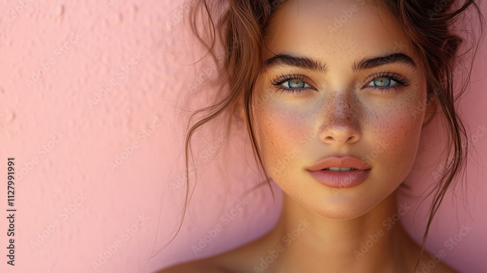 Naklejka premium Captivating Portrait of a Young Woman Exuding Natural Beauty