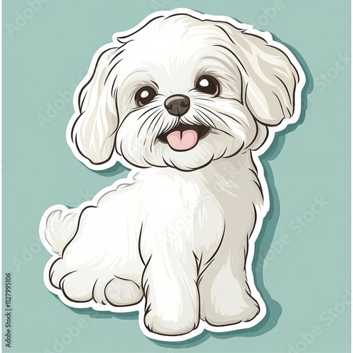 Adorable cartoon white puppy sitting.