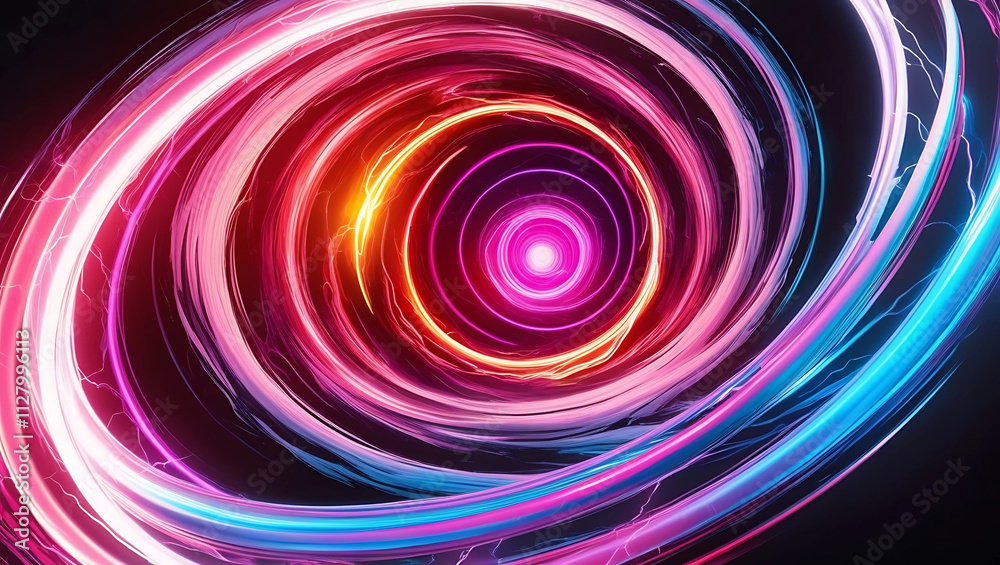 Abstract swirling neon light circles Abstract swirling neon light circles