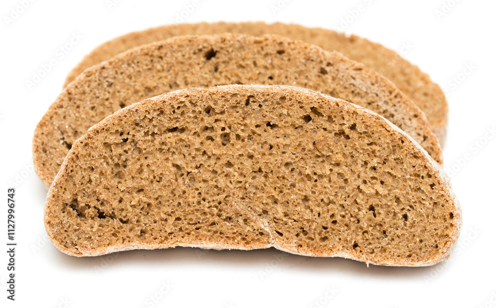 A piece of bread on a white background A piece of bread on a white background