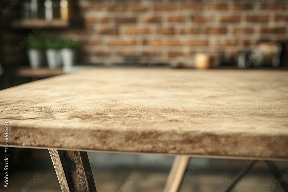 Fototapeta premium Rustic wooden table with a blurred background.