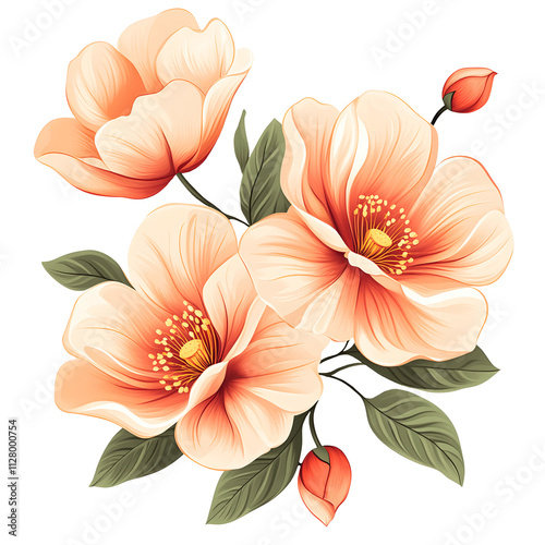 Beautiful orange flowers with transparent background 