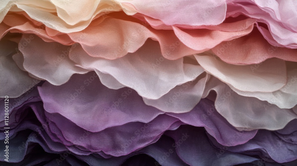 Layered Pastel Fabrics Showing Gradient Colors Layered Pastel Fabrics Showing Gradient Colors