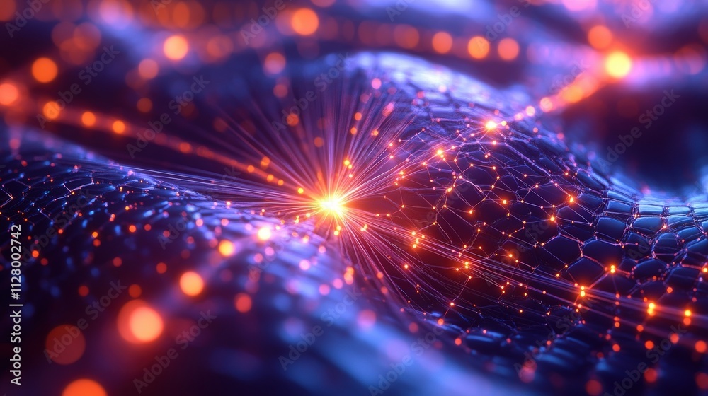A vibrant, abstract representation of a digital landscape, featuring glowing particles and interconnected nodes in a futuristic setting. A vibrant, abstract representation of a digital landscape, featuring glowing particles and interconnected nodes in a futuristic setting.