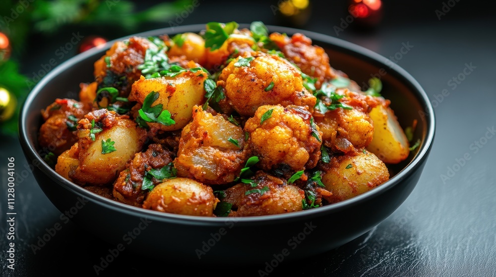 Aloo Gobi Dish with Cauliflower and Potato in Spicy Sauce Aloo Gobi Dish with Cauliflower and Potato in Spicy Sauce