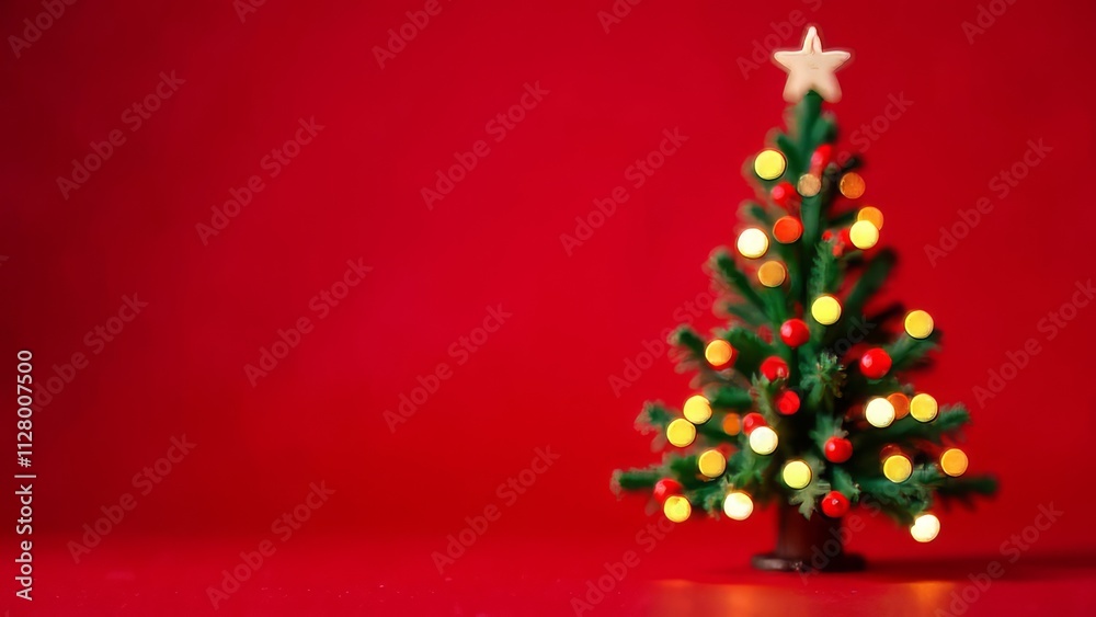 Blurred beautifully decorated Christmas tree on red background. Warm and festive ambiance perfect for holiday greeting cards, seasonal designs or Christmas promotions, banner with copy space. Blurred beautifully decorated Christmas tree on red background. Warm and festive ambiance perfect for holiday greeting cards, seasonal designs or Christmas promotions, banner with copy space.