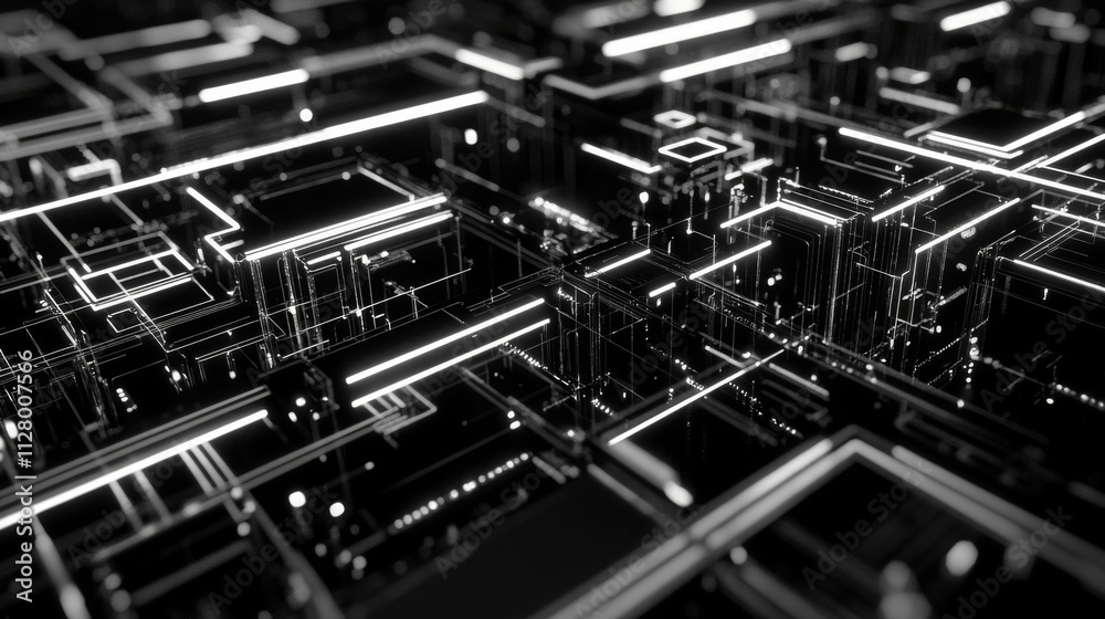 Abstract Digital Circuitry Glowing Lines Network Abstract Digital Circuitry Glowing Lines Network