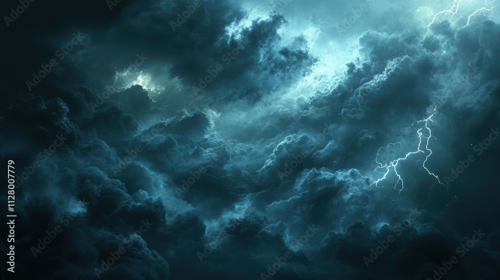 Dramatic Stormy Sky with Dark Clouds and Flashing Lightning Dramatic Stormy Sky with Dark Clouds and Flashing Lightning