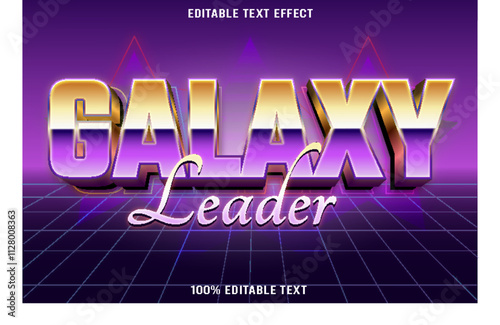 Galaxy Leader editable text effect 3d emboss 80's style