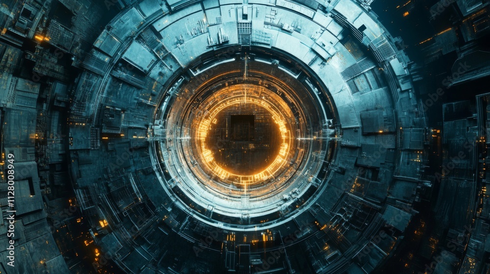 Futuristic Cybernetic Core Glowing Energy Circle Futuristic Cybernetic Core Glowing Energy Circle