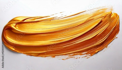 Gold paint stroke. Abstract gold paint stroke brush. Acrylic paint. Paint texture.