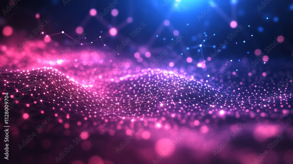 Obraz premium Abstract Digital Network Waveform Showing Connections