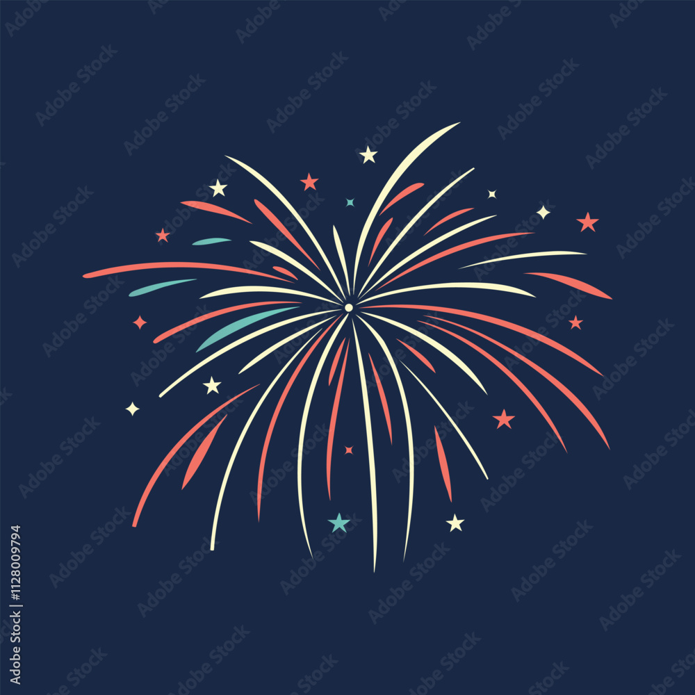 Spectacular Firework Burst in a Starry Night Sky.
